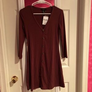 FOREVER 21 button front brick mini dress